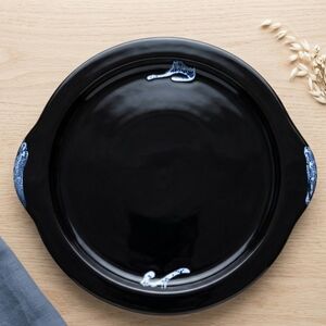 ​Blue Mountain Pottery Blue Granite Cobalt Drip Glaze Handled Serving Platter